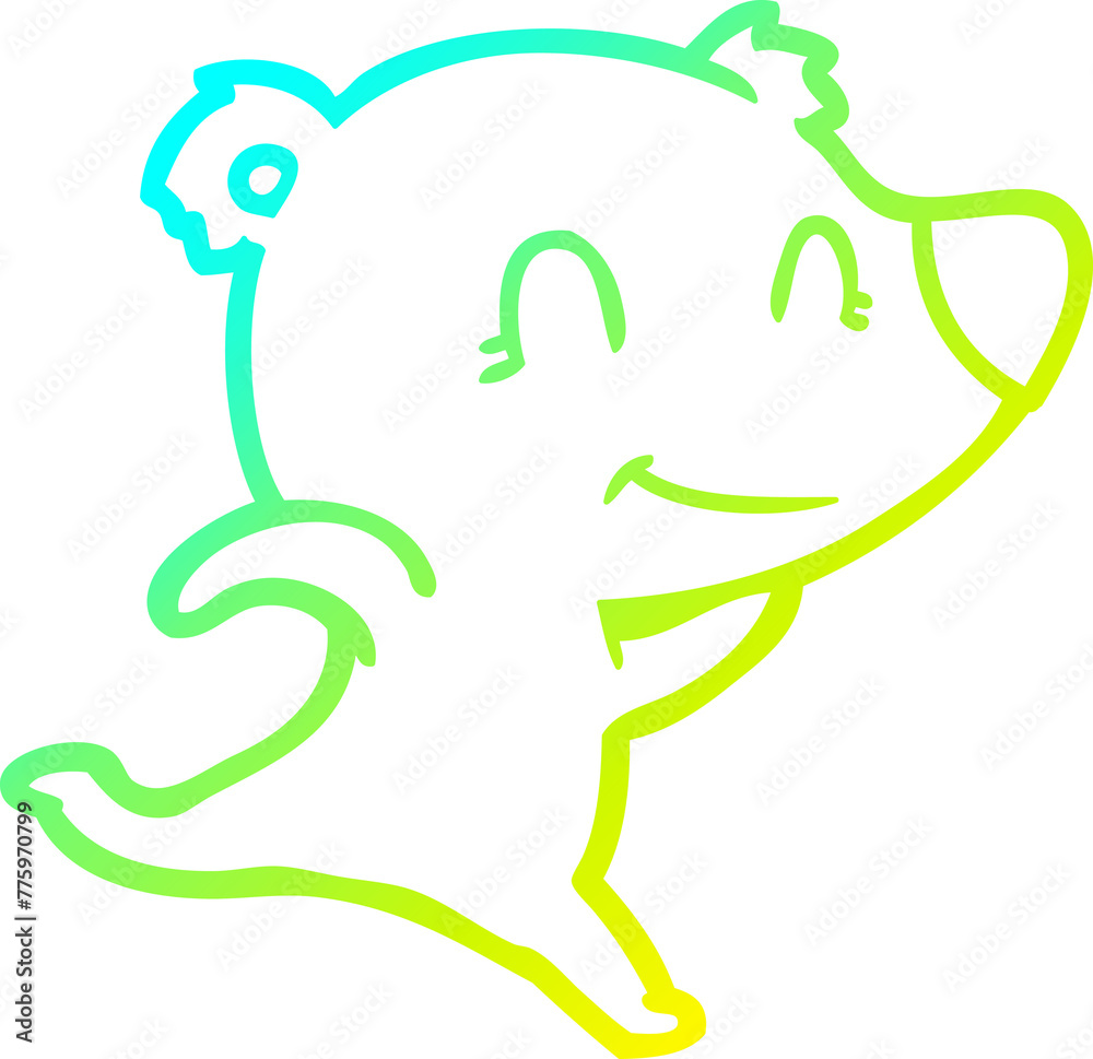 cold gradient line drawing of a friendly bear running cartoon cold gradient line drawing of a friendly bear running cartoon