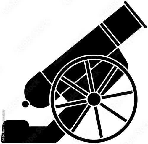 artillery illustration army silhouette cannon logo war icon history outline tourism old battle cannonball fortress military ball ammunition historic shape ancient fort stone for vector graphic