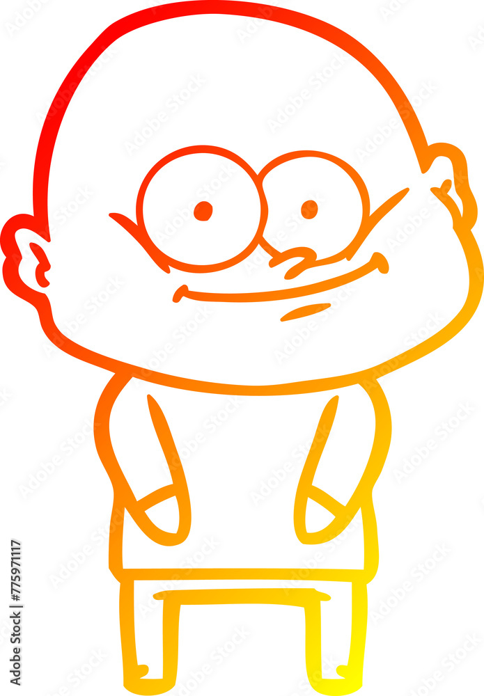 Obraz premium warm gradient line drawing of a cartoon bald man staring