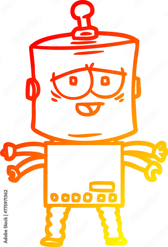 warm gradient line drawing of a cartoon robot warm gradient line drawing of a cartoon robot