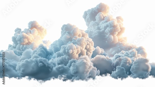 Isolated cloud clipart on white background. Fluffy cumulus. Fantasy sky.