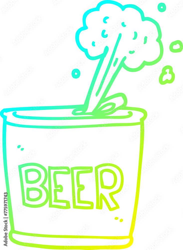 cold gradient line drawing of a cartoon beer can cold gradient line drawing of a cartoon beer can
