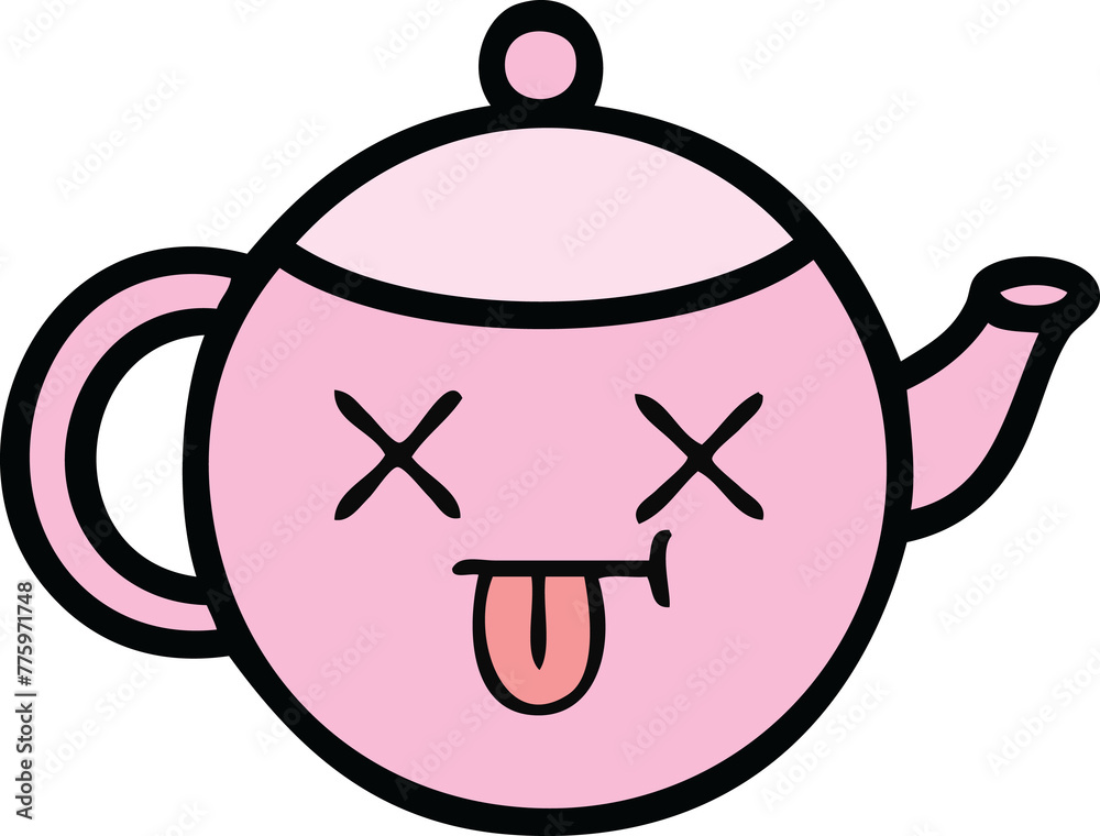 Fototapeta premium cute cartoon of a teapot