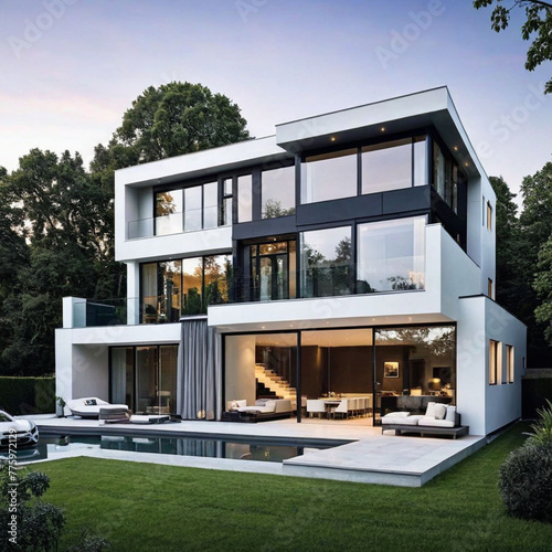 Exterior of a modern house Modern building and architecture photo