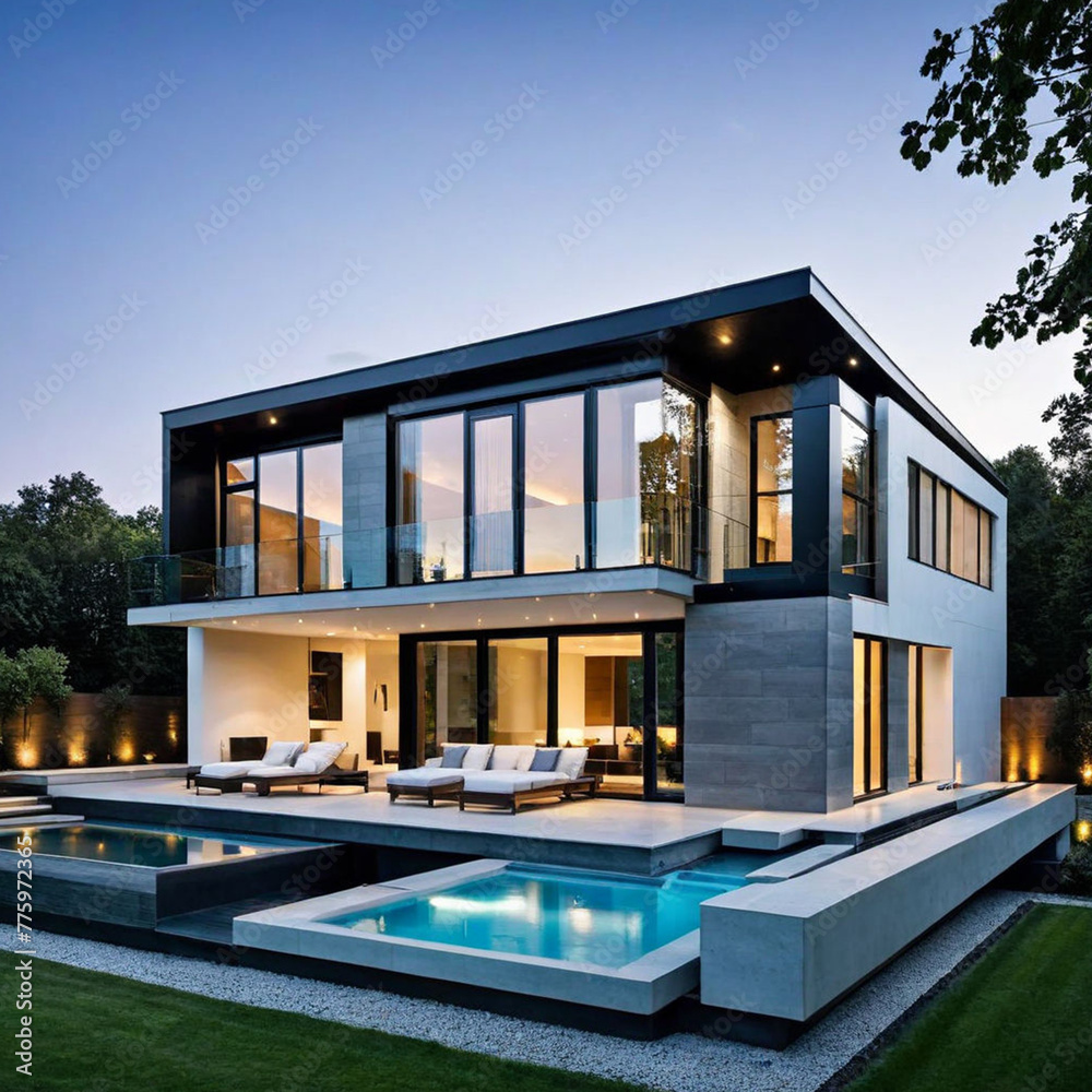 Exterior of a modern house Modern building and architecture