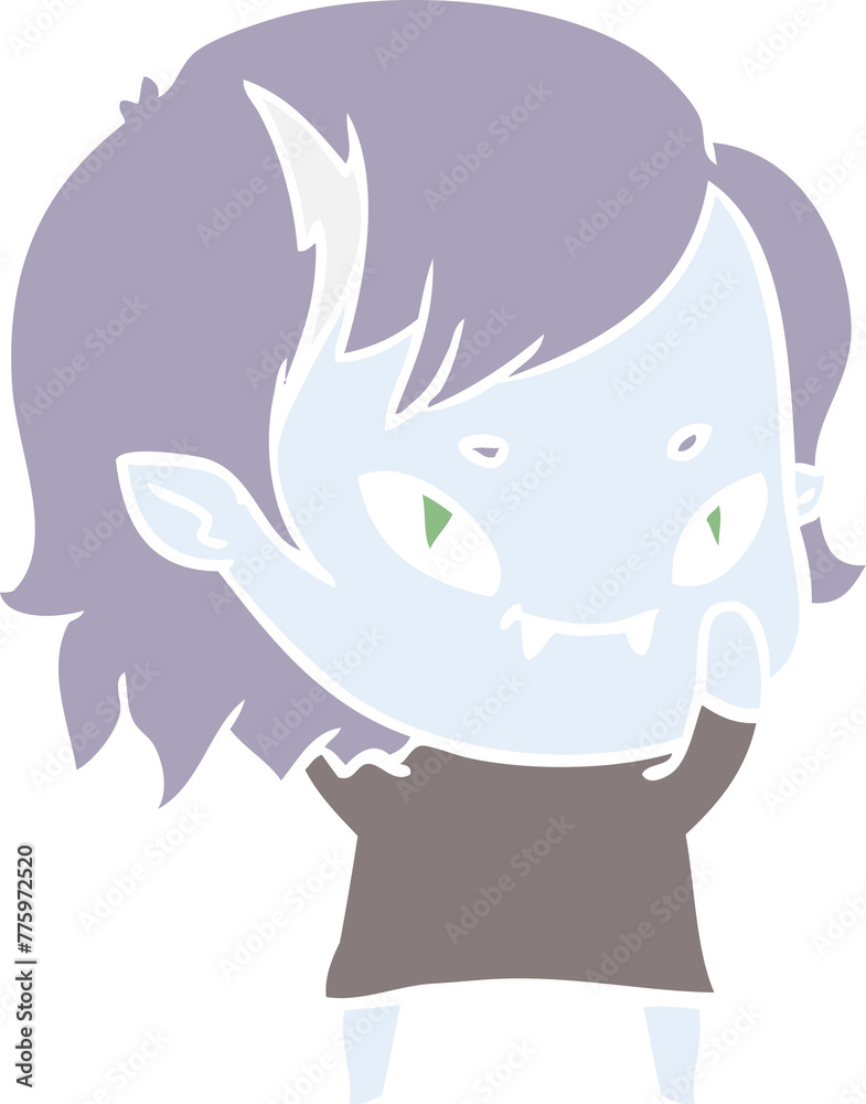 flat color style cartoon friendly vampire girl flat color style cartoon friendly vampire girl
