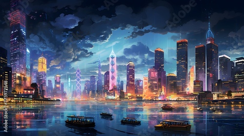 panoramic view of shanghai at night,China.