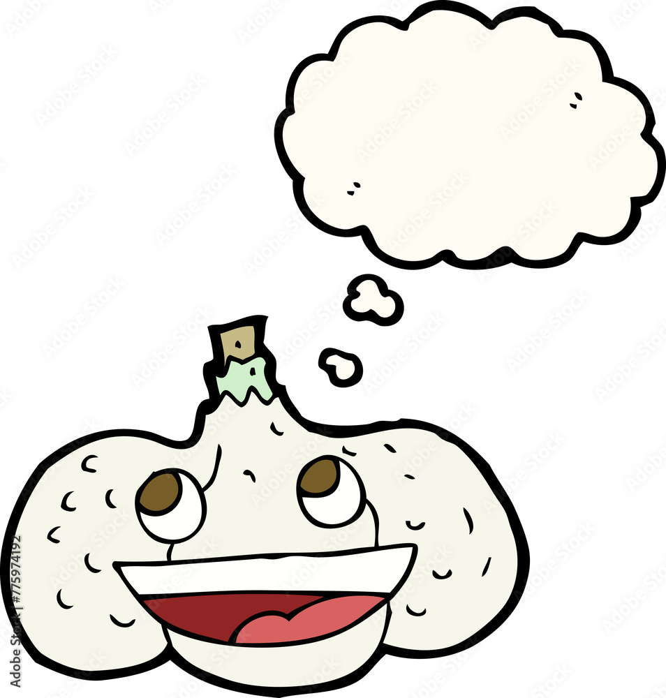 cartoon garlic with thought bubble cartoon garlic with thought bubble