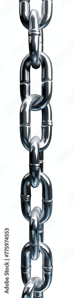 Naklejka premium Shiny Metallic Chain Links Close-up Strength Symbol