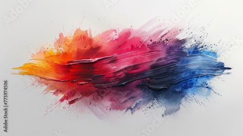Abstract brush painting texture acrylic stroke poster over square frame modern illustration. Perfect design for headline, logo, and sales banner. photo
