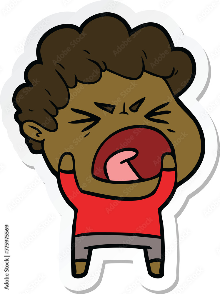 sticker of a cartoon furious man sticker of a cartoon furious man