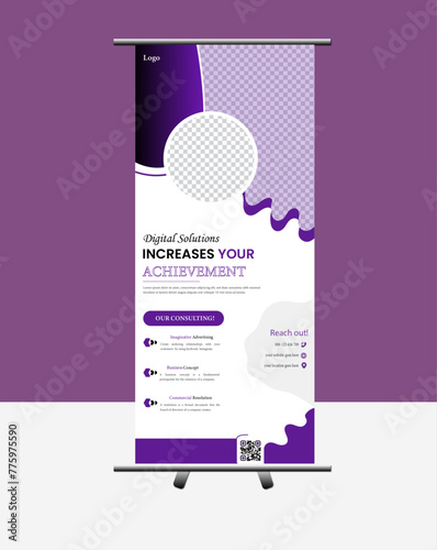 Corporate rollup banner template, advertisement, pull up, polygon background, vector illustration, business flyer, and display banner for your Corporate business, company, and restaurant.