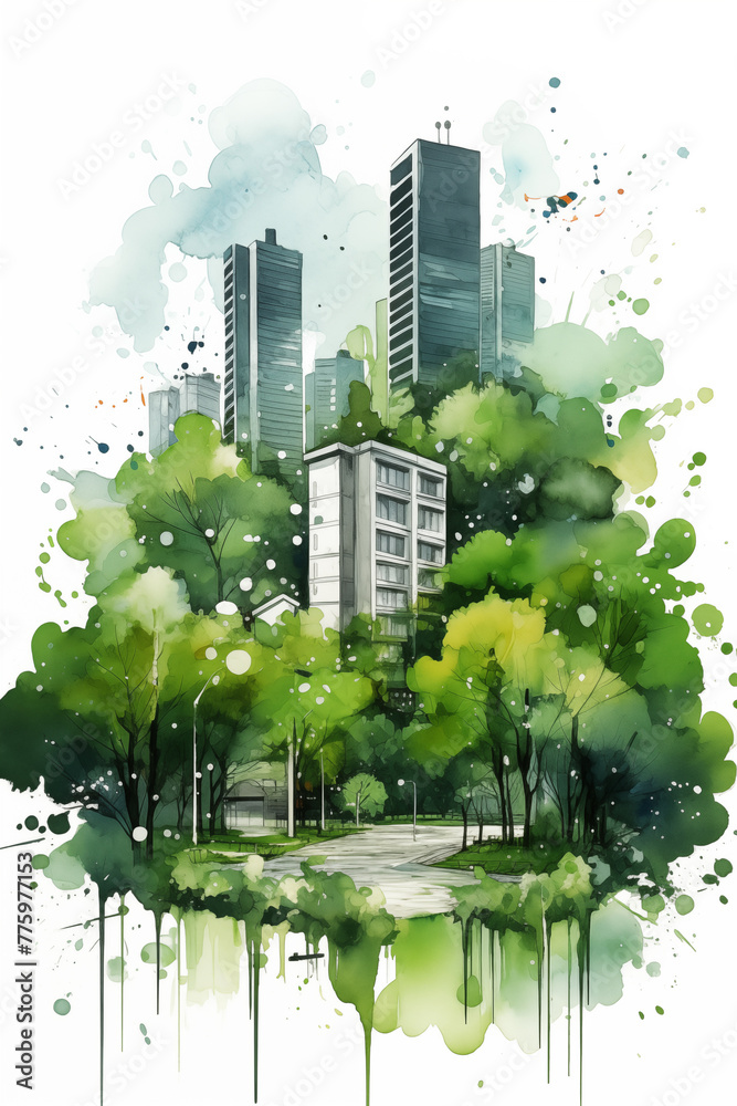 Fototapeta premium green city skyline