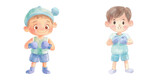 cute kid wearing boxing watercolor vector illustration