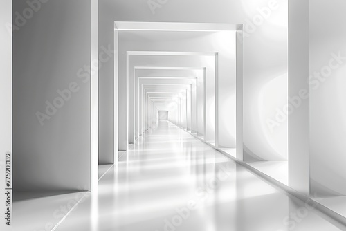 ray lights white and grey exposition background - long corridor