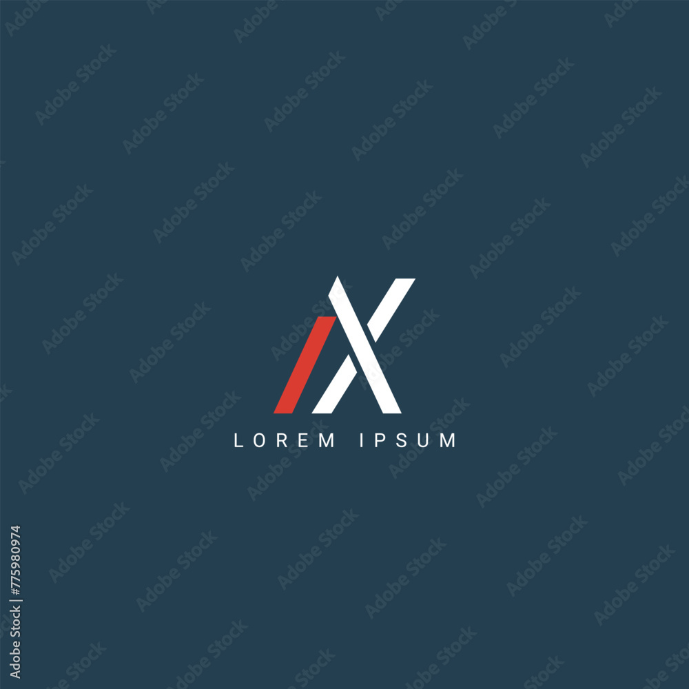 Minimal creative initial based AX logo and XA logo. Letter AX XA creative elegant monogram white color on black background Minimal creative initial based AX logo and XA logo. Letter AX XA creative elegant monogram white color on black background