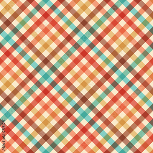 Seamless background in warm colors consisting of colored diagonal stripes