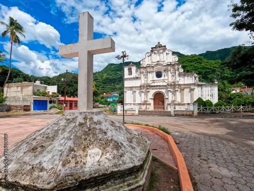 Big cross in front of a Church in Santa Elena, Chiquimula, Guatemala photo