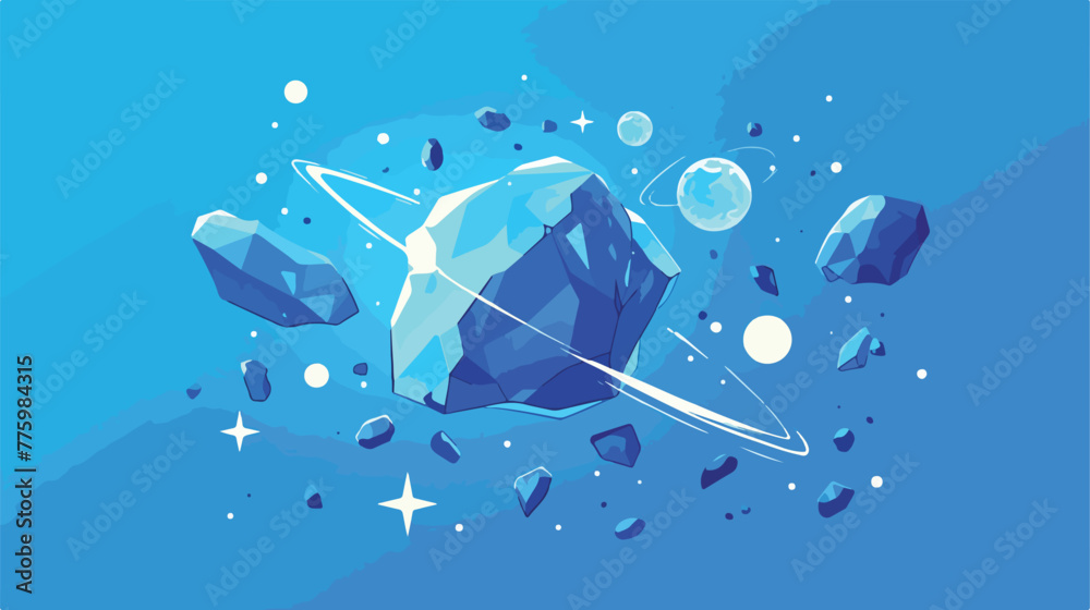 Space meteoric stone icon 2d flat cartoon vactor il - obrazy, fototapety, plakaty 