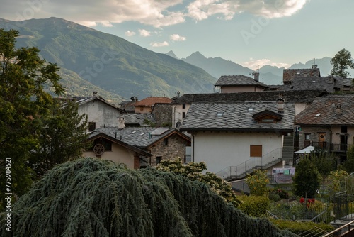 Beautiful landscape of Senin town in Aosta Valley in Italy