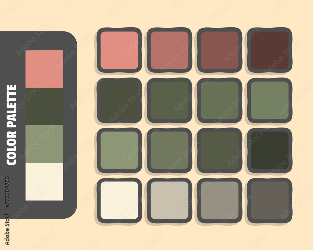 Darksalmon darkolivegreen gray beige color palette, colour matching, rgb colors, harmonious colours catalog