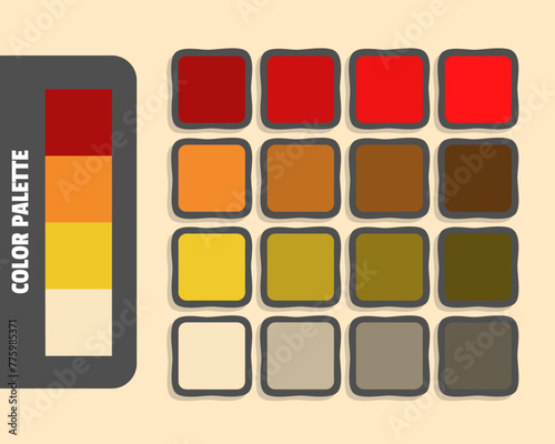 Firebrick goldenrod goldenrod bisque color palette, colour matching, rgb colors, harmonious colours catalog