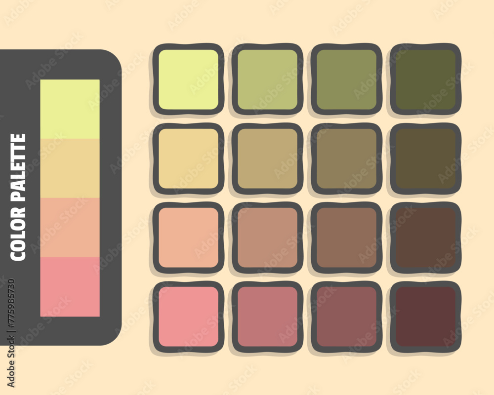 Fototapeta premium Khaki khaki burlywood darksalmon color palette, colour matching, rgb colors, harmonious colours catalog