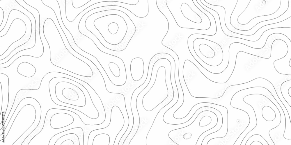 Modern Abstract Topographic map background with wave lines. Topographic map in contour black line on isolated white background. Vector illustration. paper texture Imitation of a geographical map shade - obrazy, fototapety, plakaty 