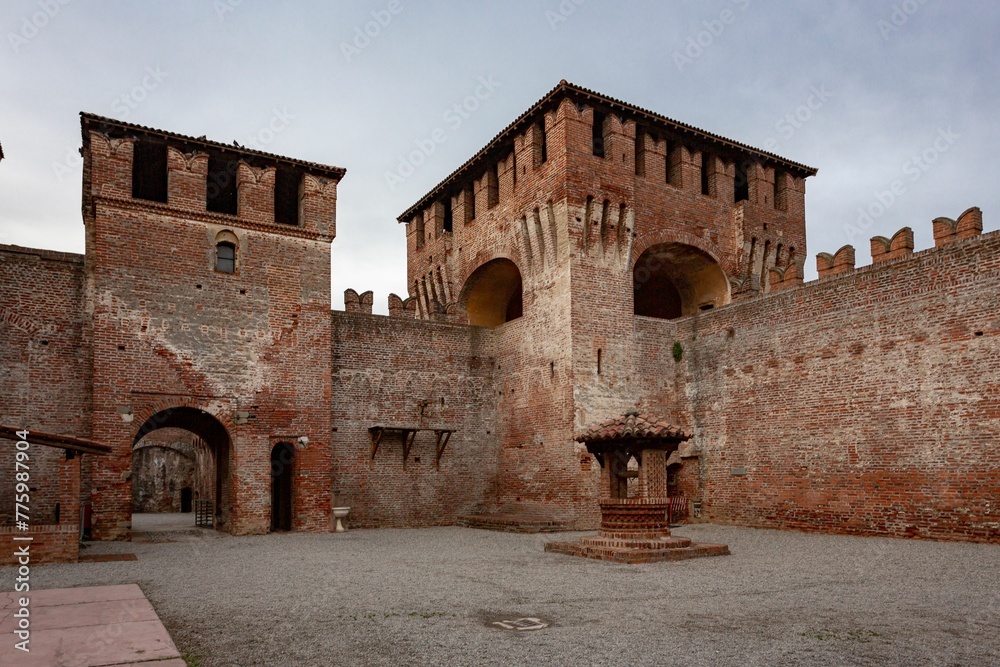 Beautiful shot of the historic Soncino's Castle and grounds in Italy