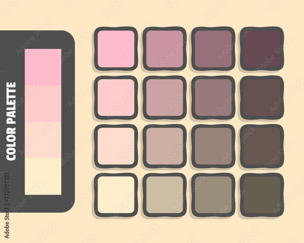 Fototapeta premium Pink pink bisque blanchedalmond color palette, colour matching, rgb colors, harmonious colours catalog