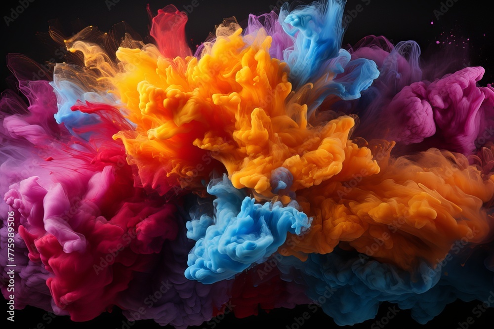 Abstract Colorful Burst Smoke Image Generated By AI