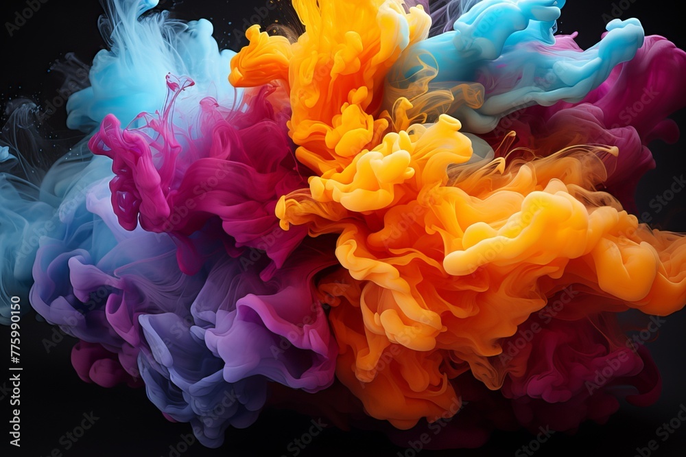 Obraz premium Abstract Colorful Burst Smoke Image Generated By AI