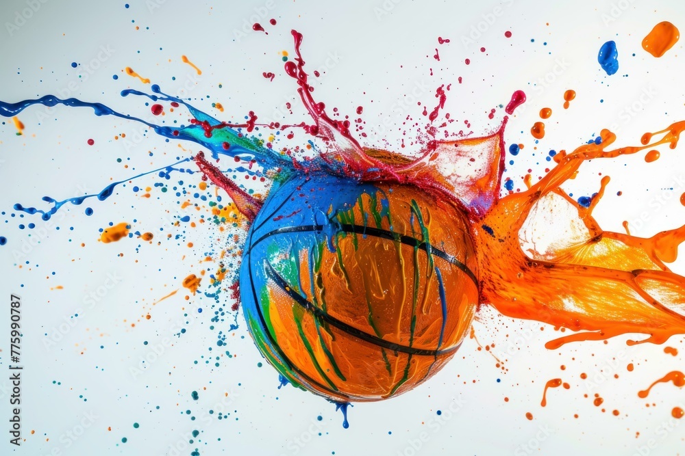 Naklejka premium Vibrant Basketball ball colorful. Play competition. Generate Ai