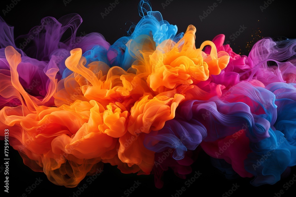 Obraz premium Abstract Colorful Burst Smoke Image Generated By AI