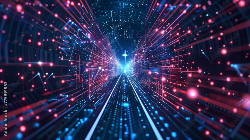 A conceptual image representing the advanced 5G or 6G dot line mobile technology A conceptual image representing the advanced 5G or 6G dot line mobile technology
