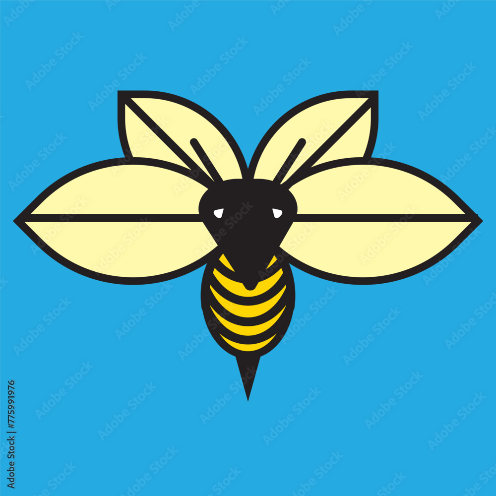 Vector image of a bee on a light blue background with the text World Bee Day written on it. Illustrations vector. Vector image of a bee on a light blue background with the text World Bee Day written on it. Illustrations vector.