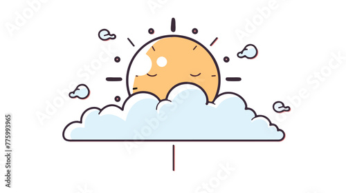 Sun and clouds icon. Weather pictogram on the white