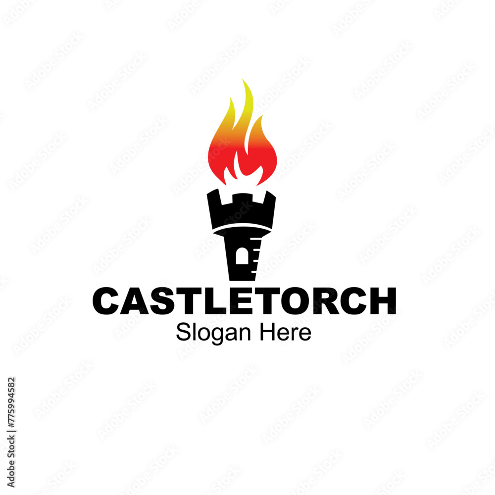 castle torch logo design template castle torch logo design template