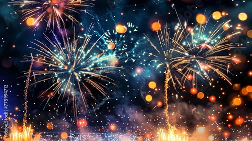 Fireworks finale at Olympic stadium. Generated AI. 