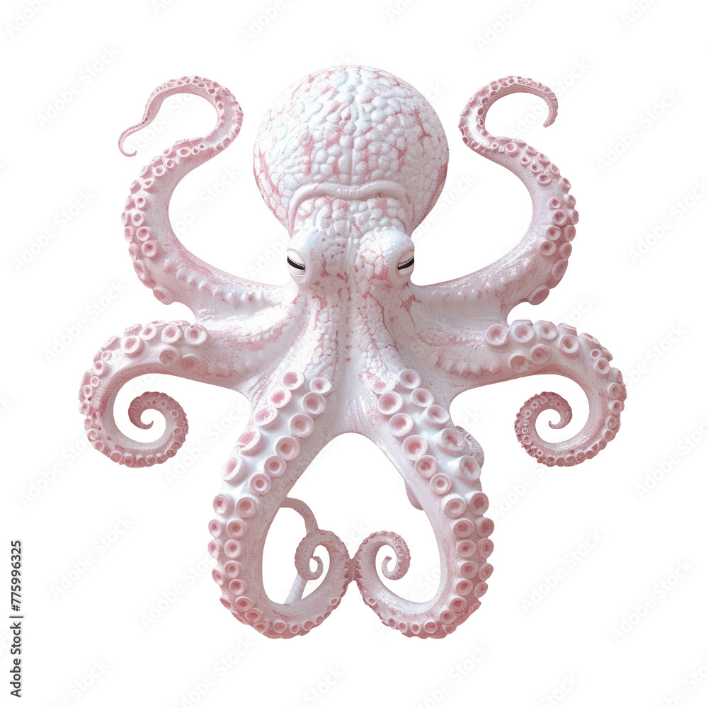 A white octopus with pink tentacles A white octopus with pink tentacles