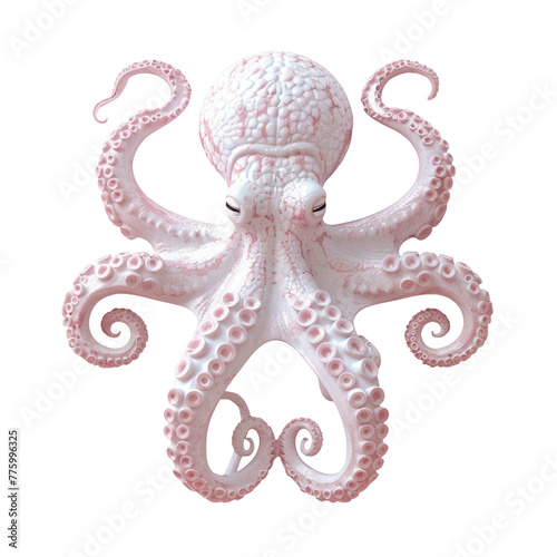 A white octopus with pink tentacles
