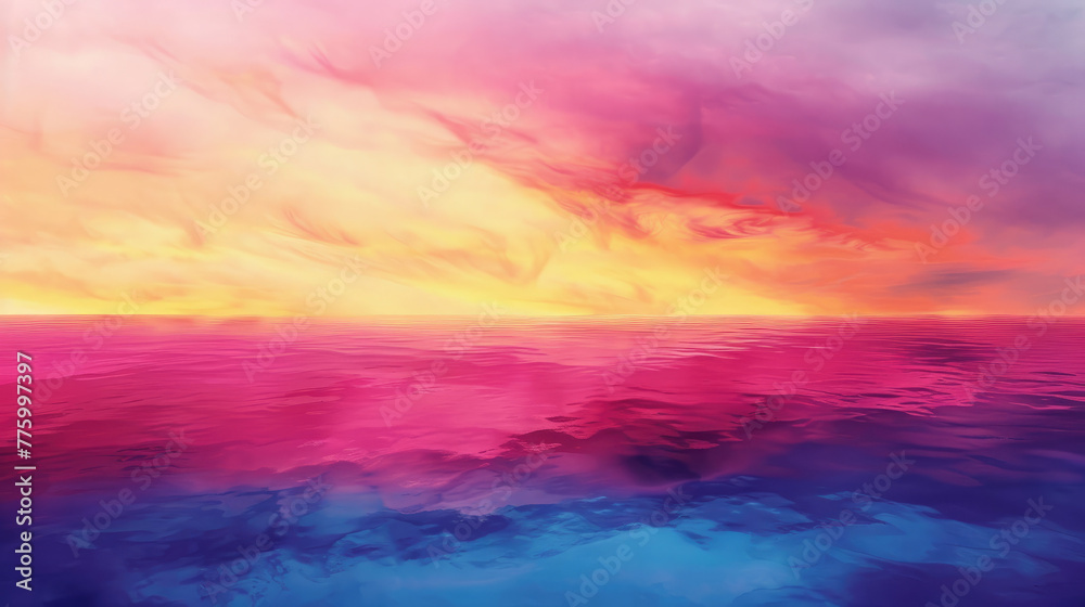 Paint a gradient sky with bold colors blending seamlessly into one another