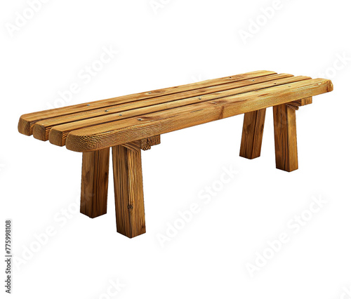 Wooden bench illustration on transparent background