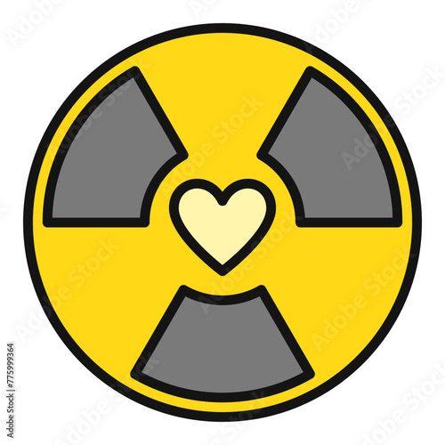 Radiation symbol with Heart vector Radioactive colored icon or sign