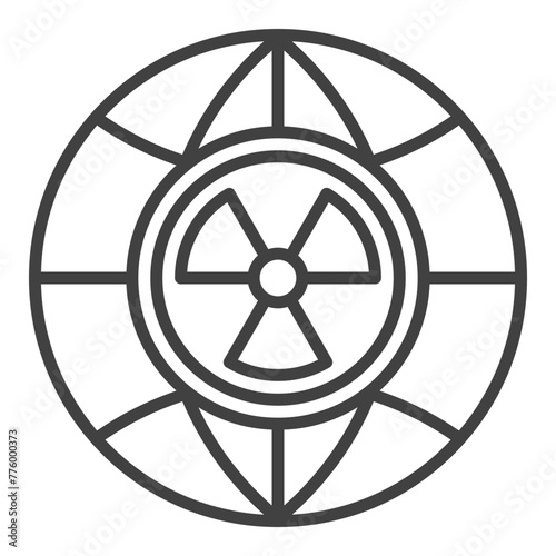 Radiation Earth Globe vector Radioactive icon or symbol in outline style