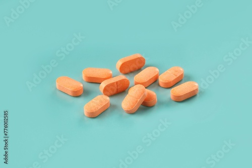Closeup shot of a group of drugs in the form of caplets