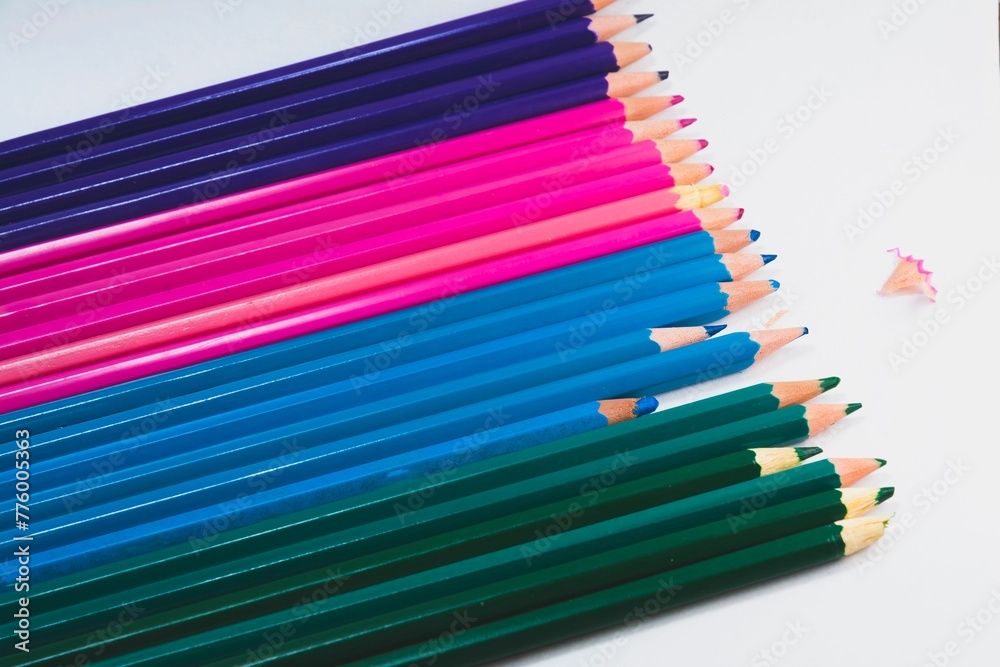 Closeup of colorful wooden pencils isolated on white background Closeup of colorful wooden pencils isolated on white background