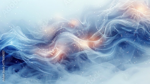 An abstract light effect blowing from an air conditioner, air purifier, and humidifier for cooling. A dynamic blurred motion of the stream with snowflakes. photo