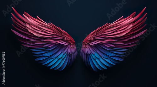 Abstract curve line wavy of pinion or bird wing,angel wings in gradient color.effect wallpaper background.minimsl design