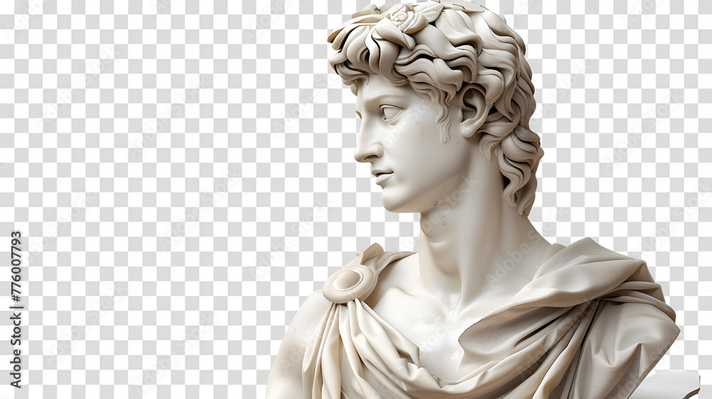 A marble statue isolated on a transparent background, generative Ai